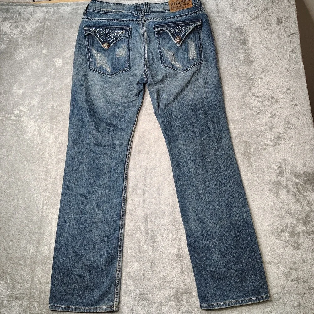 Affliction Jeans Mens 34x34‎ Blue Flap Pocket Denim Killers Grunge Made In USA